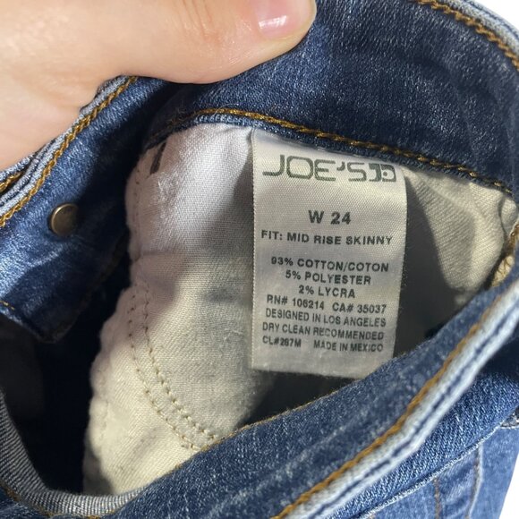 Joes Jeans Womens Size 24 Mid Rise Distressed Skinny Fit Blue Denim - Picture 4 of 4